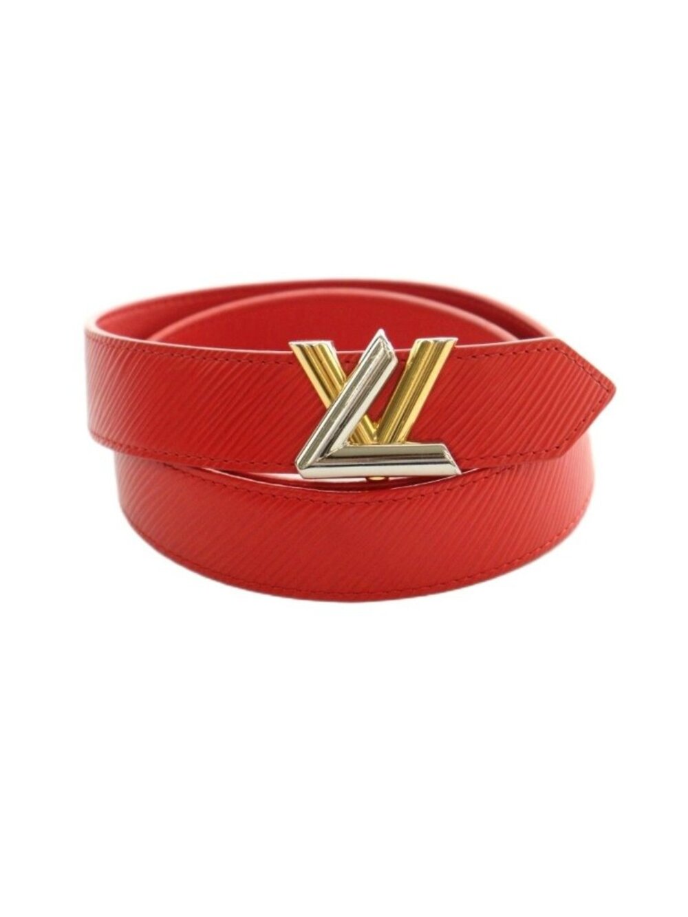 Louis Vuitton Ceinture Twist Belt Logo Buckle Leather 80/32 Red